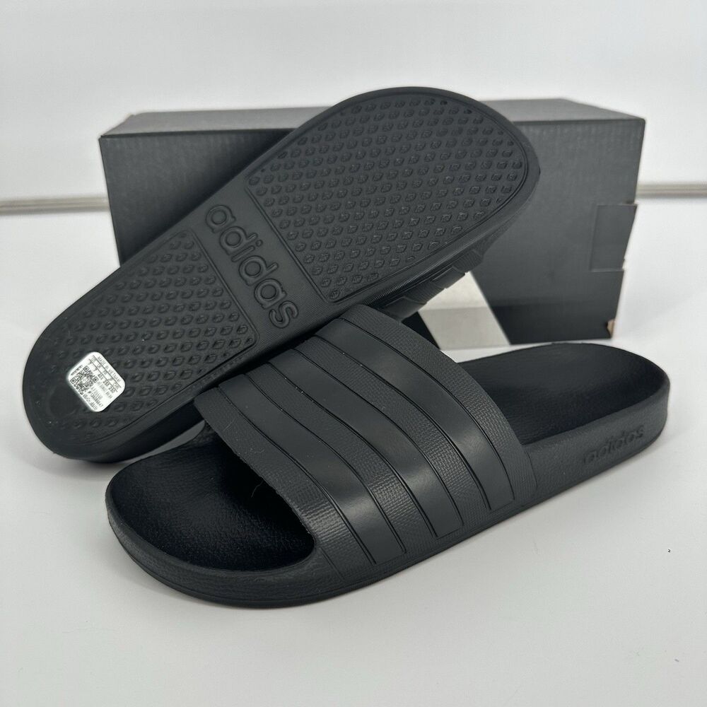 Size 9 - adidas Adilette Aqua Slides Core Black F35550 Sandal Slip Men's Open